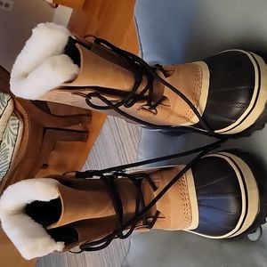 Sorel youth caribou snow boots, brown, size 6